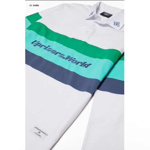 PacSun Men's UPRISERS Triple Stripe Polo Long Sleeve Shirt, Size XL - Picture 2 of 10